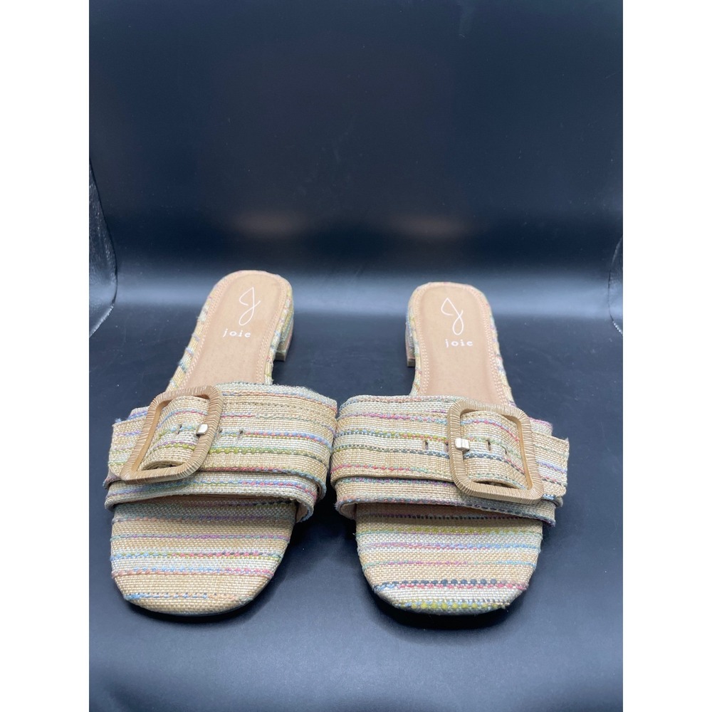 Joie Womens Multi Color Striped Woven Buckle Slide Sandals LowHeel Shoes size 10